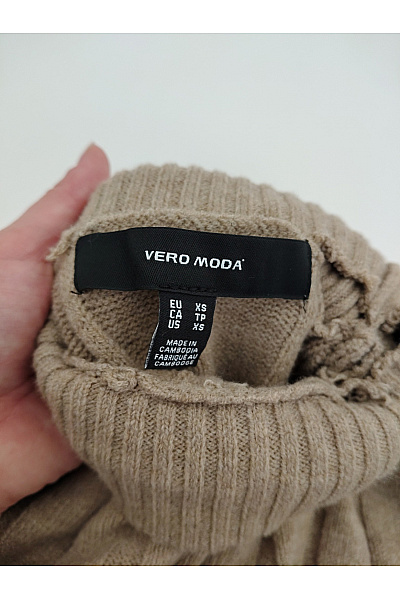 VERO MODA Béžový žebrovaný rolák oversized Velikost EU XS | VERO MODA | obrázek 4