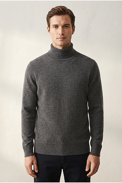 LAWRENCE GREY Pánský šedý Kašmírový Rolák Basic Vel. XL