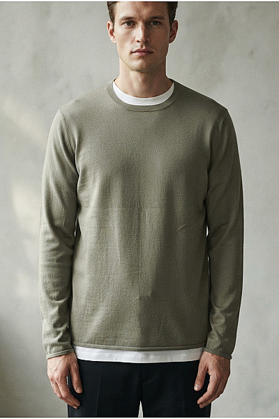 KIEFERMANN Pánský Vlněný Pulovr Khaki Basic Velikost EU XXL