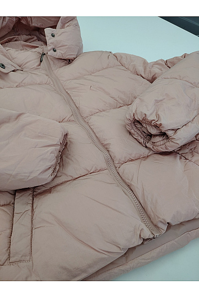 ONLY Růžová prošívaná puffer bunda s kapucí Velikost XL | ONLY | obrázek 4