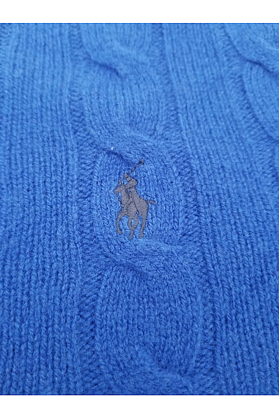 Ralph Lauren Modrý vlněný pulovr s copánkovým vzorem Vel. US XL | Ralph Lauren | obrázek 4