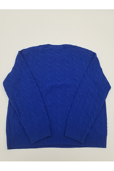 Ralph Lauren Modrý vlněný pulovr s copánkovým vzorem Vel. US XL | Ralph Lauren | obrázek 7