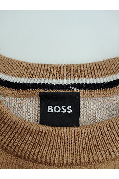 Hugo Boss Hnědý pletený bavlněný pulovr přes hlavu Velikost M | Hugo Boss | obrázek 3