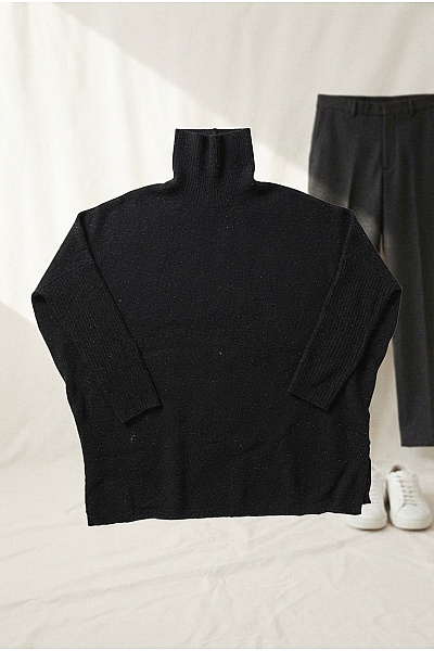 NOTSHY Dámský černý Kašmírový Rolák Oversized Vel. XS/S