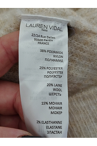 LAUREN VIDAL Béžový pletený pulovr se stojáčkem a knoflíky Velikost XS | LAUREN VIDAL | obrázek 7
