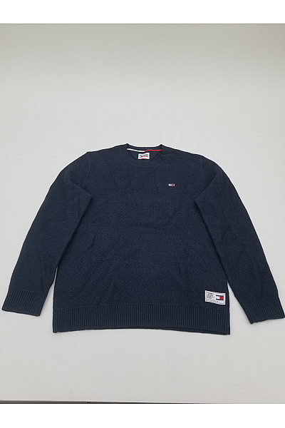 TOMMY HILFIGER Modrý Pletený Pulovr Přes Hlavu Basic Vel. M