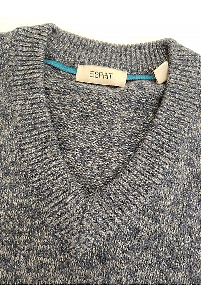Esprit Pánský bavlněný pulovr s výstřihem do V šedý Velikost M | Esprit | obrázek 4