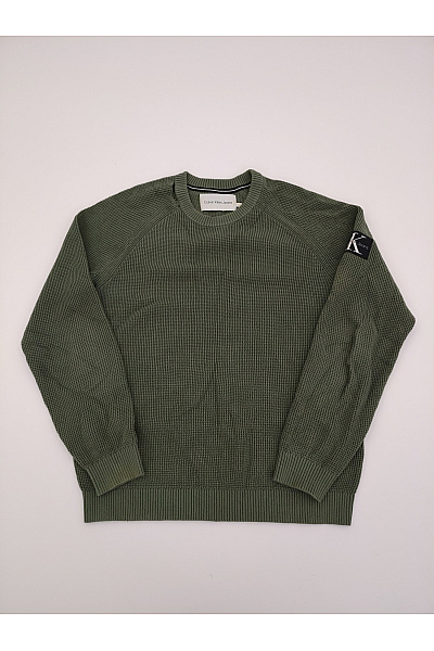 Calvin Klein Pánský Khaki Pletený Pulovr Přes Hlavu Vel. L