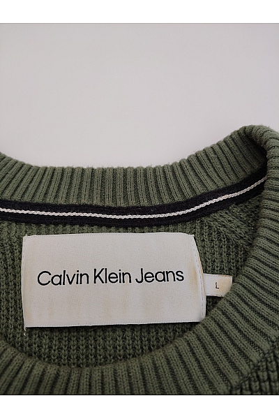 Calvin Klein Pánský khaki pletený pulovr přes hlavu Vel. L | Calvin Klein | obrázek 4