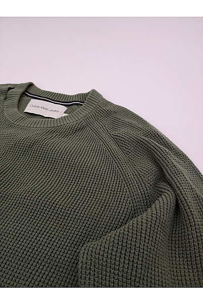 Calvin Klein Pánský khaki pletený pulovr přes hlavu Vel. L | Calvin Klein | obrázek 5
