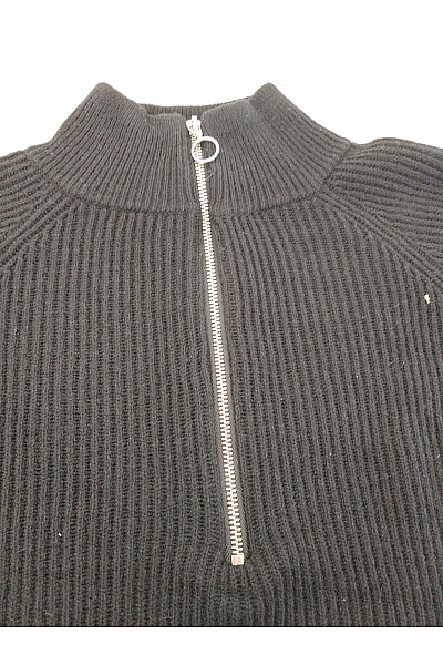 Černý pletený dámský pulovr se stojáčkem na zip Velikost EU 42 | Unimoda | obrázek 4