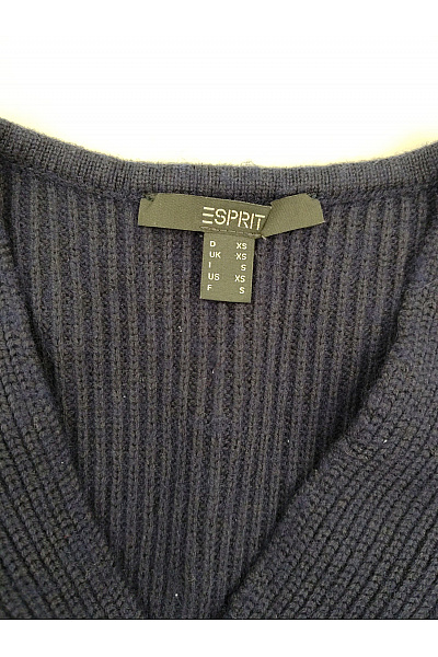 Esprit Modrý bavlněný pulovr do véčka žebrovaný Vel. US XS | Esprit | obrázek 5