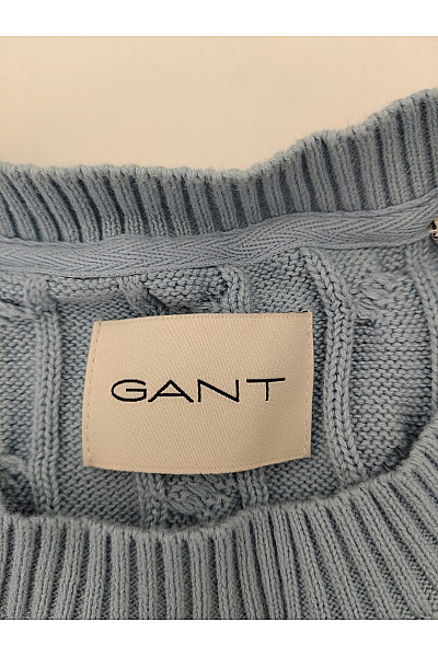 GANT Pánský modrý pletený copánkový pulovr s kulatým výstřihem Velikost L | GANT | obrázek 5