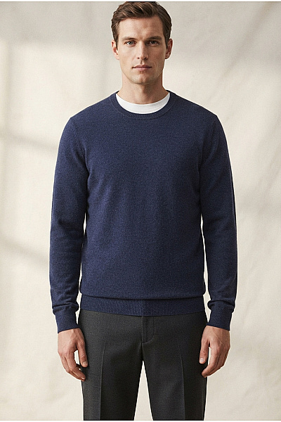 Hugo Boss Pánský Vlněný Pulovr Basic Modrý Velikost XL