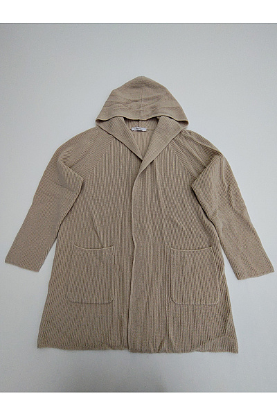 Max Mara Béžový Vlněný Kardigan S Kapucí A Kapsami Velikost EU L