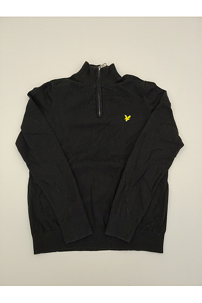 Lyle & Scott Pánský černý Pletený Pulovr Se Stojáčkem Na Zip Velikost S