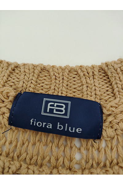 fiora blue Béžová háčkovaná pletená halenka s krátkým rukávem oversize Vel. EU 48 | fiora blue | obrázek 4