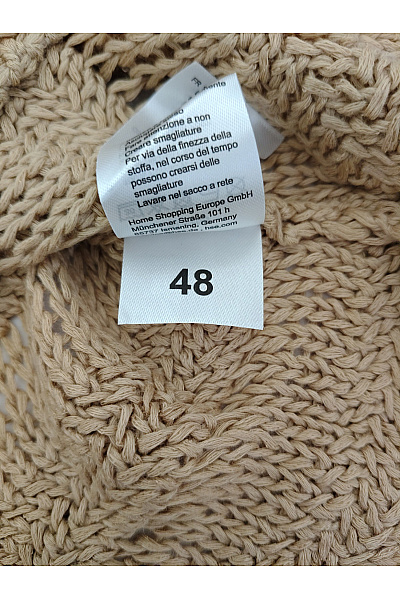 fiora blue Béžová háčkovaná pletená halenka s krátkým rukávem oversize Vel. EU 48 | fiora blue | obrázek 6