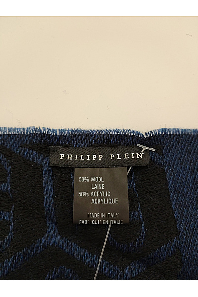 Philipp Plein Modrá vlněná šála s logem | Philipp Plein | obrázek 3