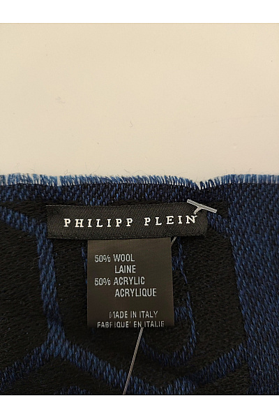 Philipp Plein Modrá vlněná šála s logem | Philipp Plein | obrázek 4