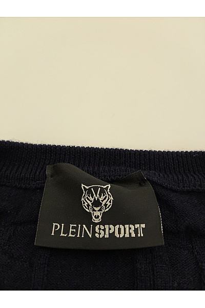PLEIN SPORT Dámský modrý vlněný pulovr s nápisy Velikost XL | PLEIN SPORT | obrázek 5