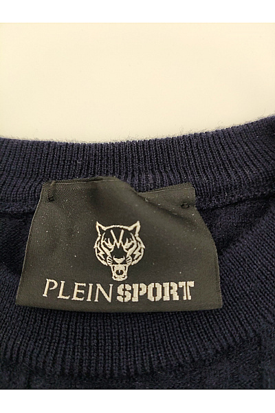 PLEIN SPORT Modrý vlněný pulovr s dlouhým rukávem Vel. M | PLEIN SPORT | obrázek 4