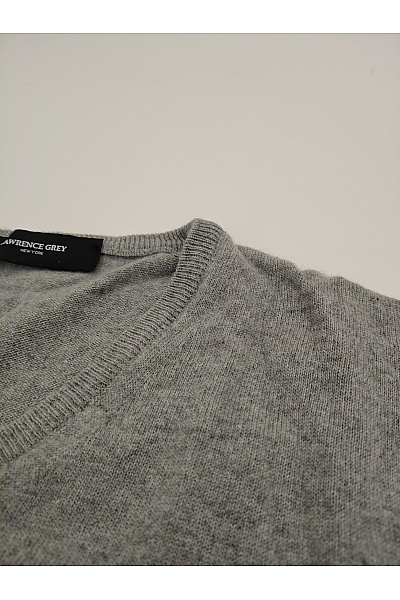 LAWRENCE GREY Pánský šedý kašmírový pulovr s výstřihem do V basic Vel. XL | LAWRENCE GREY | obrázek 3