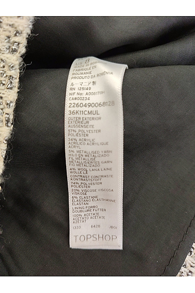 Topshop Černobílá mini sukně se zipem elegantní Vel. EU 40 | Topshop | obrázek 6