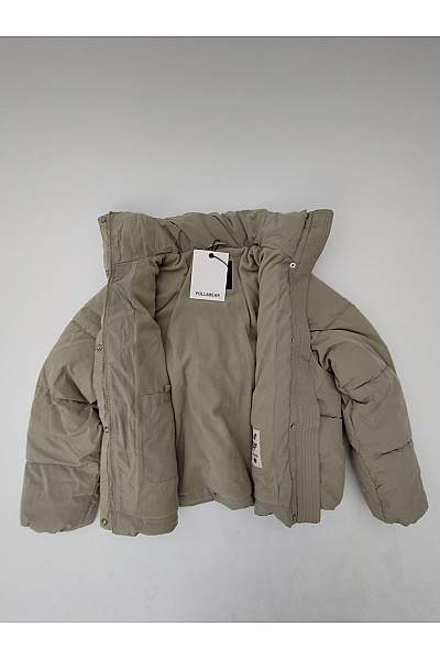PULL&BEAR Dámská khaki prošívaná puffer bunda krátká zimní Velikost EU XS | PULL&BEAR | obrázek 6