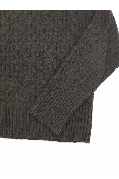 Emilio Sarto Černý vlněný pletený crop rolák s copánkovým vzorem Vel. L | Emilio Sarto | obrázek 3