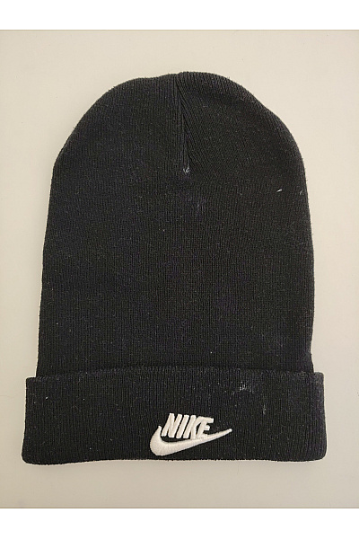 Nike Černá Zimní Pletená čepice S Ohrnutým Lemem