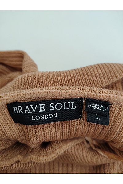 BRAVE SOUL Hnědé pletené maxi šaty s dlouhým rukávem a rolákem Vel. L | BRAVE SOUL | obrázek 4