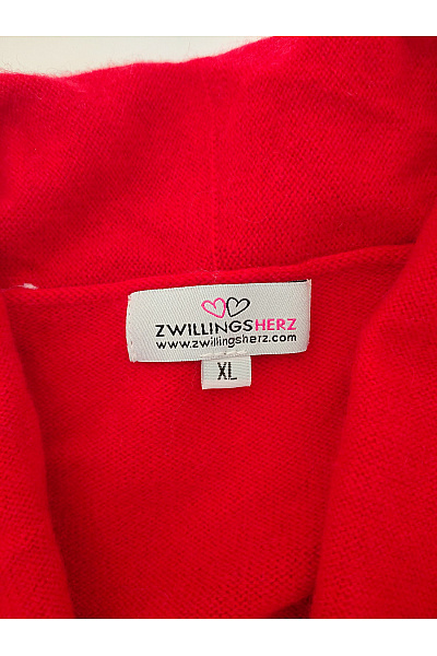 Zwillingsherz Červený kašmírový kardigan s výstřihem do V Velikost XL | Zwillingsherz | obrázek 4