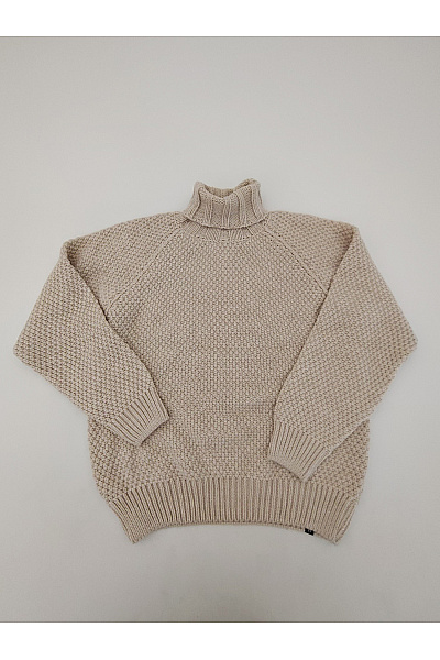 WORMLAND Béžový Vlněný Pletený Rolák Oversized Vel. DE XL