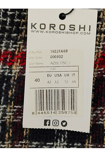 Koroshi. Dámská kostkovaná mini sukně s rozparkem a zipem Vel. EU 40 | Koroshi. | obrázek 5