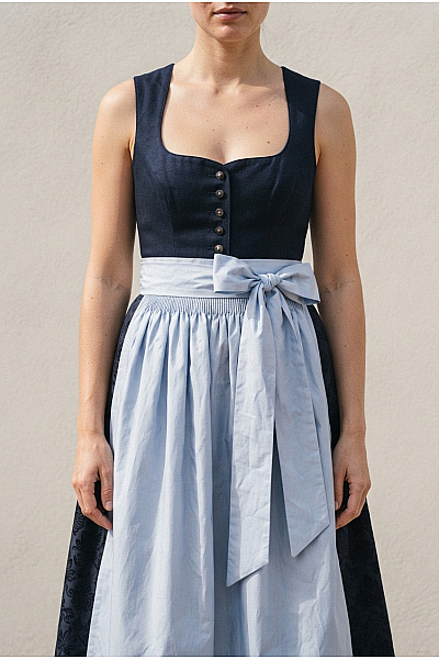 ALPENHERZ Bavlněné Midi Dirndl šaty S Vázací Zástěrou Vel. DE 36