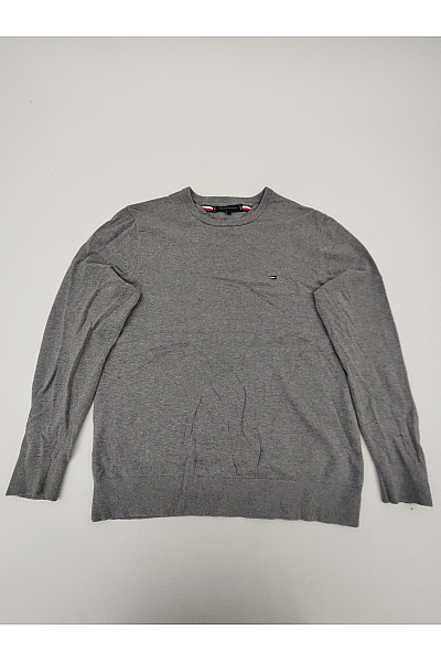 TOMMY HILFIGER Pánský šedý Bavlněný Pulovr Basic Velikost M
