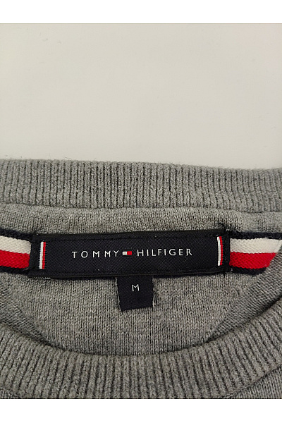 TOMMY HILFIGER Pánský šedý bavlněný pulovr basic Velikost M | TOMMY HILFIGER | obrázek 4