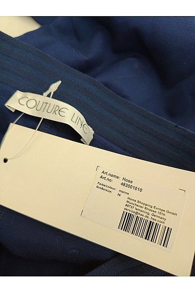 COUTURE LINE Modré elegantní kalhoty s kapsami a pružným pasem Vel. DE 36 | COUTURE LINE | obrázek 4