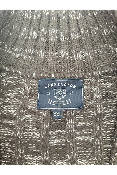 KENSINGTON Pánská hnědá pletená mikina na zip se stojáčkem Velikost XXL | KENSINGTON | obrázek 5