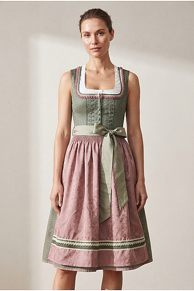 Stockerpoint Zelené Dirndl šaty Midi Retro Společenské Vel. EU 40