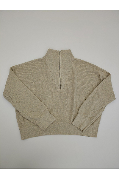 French Connection Béžový bavlněný pulovr se stojáčkem a zipem Vel. 2XL | French Connection | obrázek 2
