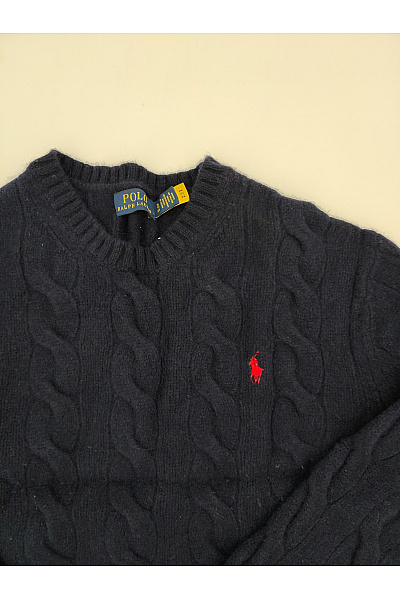 Ralph Lauren Černý vlněný pulovr s copánkovým vzorem Vel. US XL | Ralph Lauren | obrázek 4