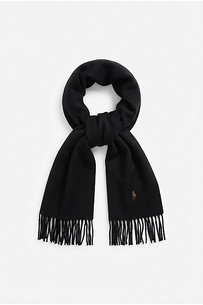 Ralph Lauren Černá Pletená šála S Třásněmi