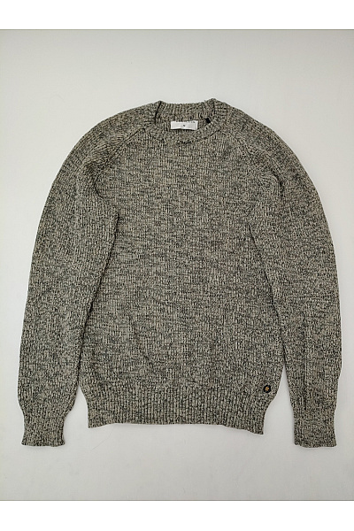 NO EXCESS Šedý Pletený Bavlněný Pulovr Přes Hlavu Basic Vel. M