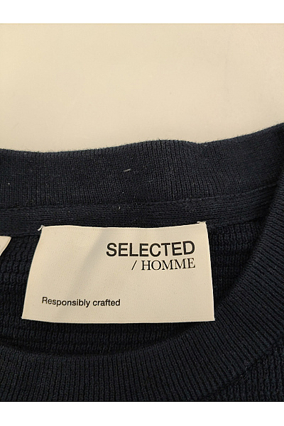 SELECTED Pánský bavlněný pulovr s dlouhým rukávem modrý basic Vel. XL/TG | SELECTED | obrázek 4