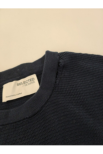 SELECTED Pánský bavlněný pulovr s dlouhým rukávem modrý basic Vel. XL/TG | SELECTED | obrázek 7