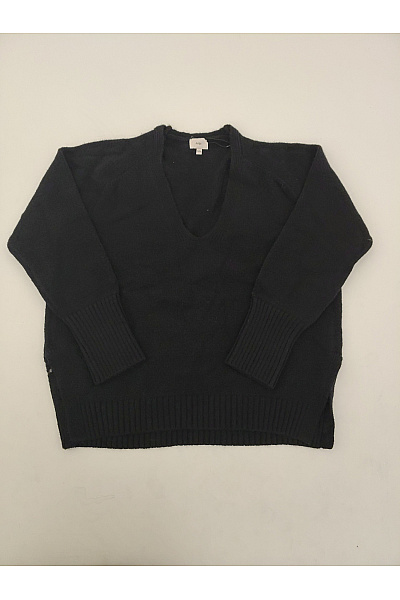 ANGE Černý pletený dámský pulovr s výstřihem do V oversized Vel. S/M | ANGE | obrázek 2