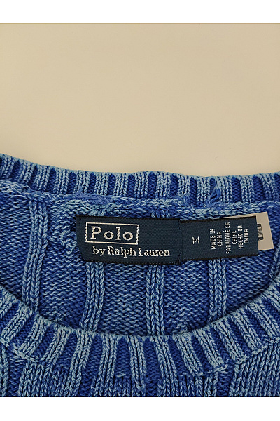Ralph Lauren Modrý bavlněný copánkový pulovr Vel. M | Ralph Lauren | obrázek 6