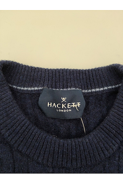 HACKETT Dámský modrý pletený copánkový pulovr s dlouhým rukávem Velikost L | HACKETT | obrázek 3